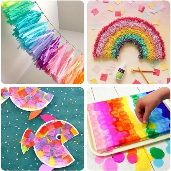 450 Sheets Multicolor Tissue Paper, Gift Wrapping Paper for Birthday Gift DIY - Picture 5 of 6